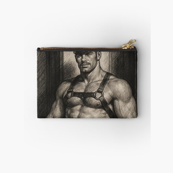 Item preview, Leather Daddy Harnessed for Attention Charcoal Sketch Gay Pride Art Design designed and sold by ItsAKinkThing.