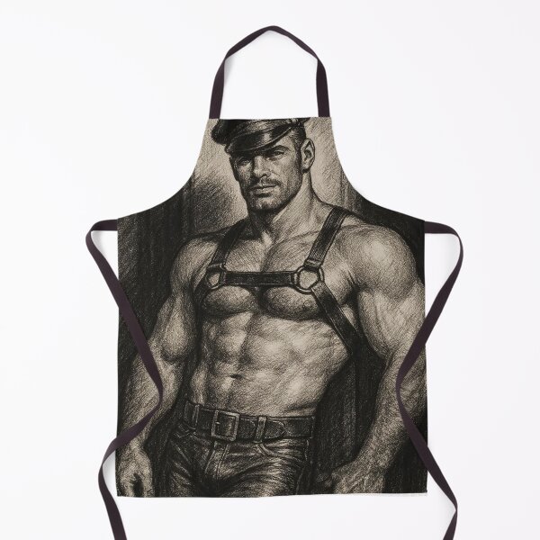Item preview, Leather Daddy Harnessed for Attention Charcoal Sketch Gay Pride Art Design designed and sold by ItsAKinkThing.