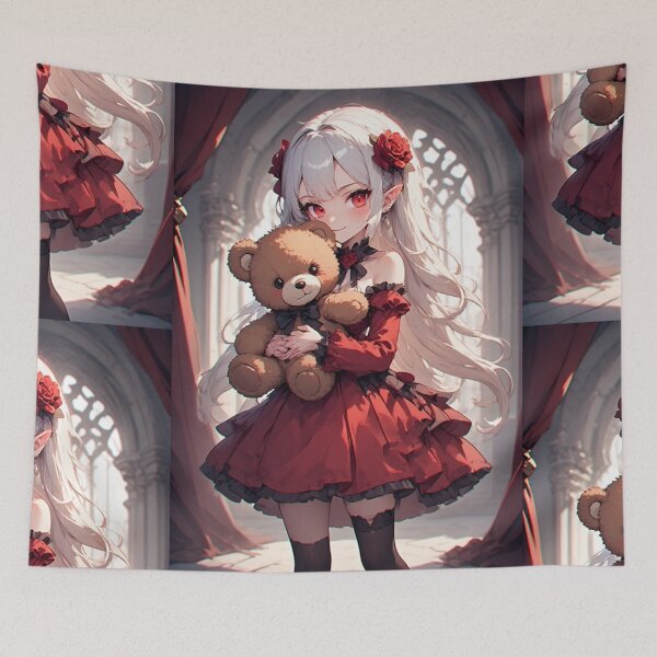 Item preview, Vampire girl and teddy bear designed and sold by ArtsJulian.