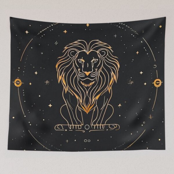 Item preview, Leo Zodiac Wall Art  Luxury Gold Line Art Lion  Celestial Astrology Poster designed and sold by digitalvibe4u.