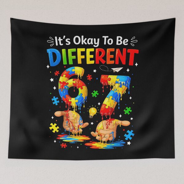 Item preview, It's Okay to Be Different 67 Hand Signs Autism Awareness Kid designed and sold by Ortigzitoun.