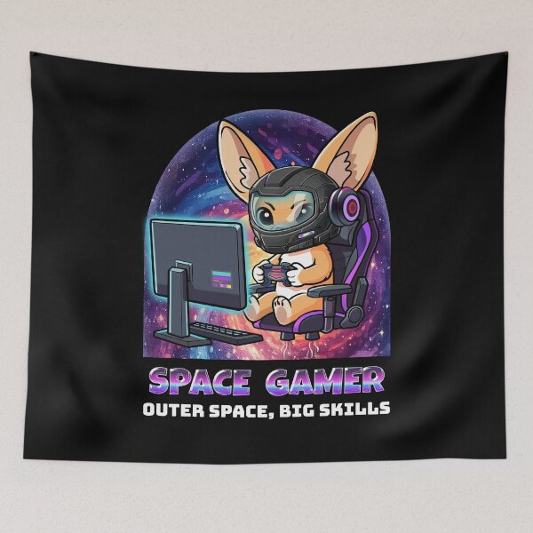 Item preview, Space Gamer - Fennec Fox Astronaut Gaming in Outer Space - Premium Handcrafted designed and sold by AmazingEG.