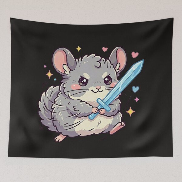 Item preview, Cute Chinchilla Sticker with Cocktail Sword | Funny Kawaii Animal | Whimsical Pastel Cartoon Art designed and sold by Eart98.
