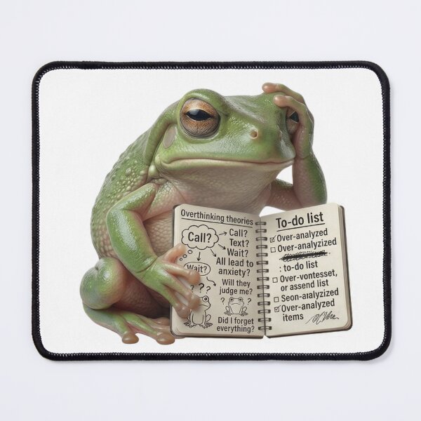 Item preview, Overthinking Frog - Funny Anxiety Humor & Mental Health Meme designed and sold by Arts Paradise.