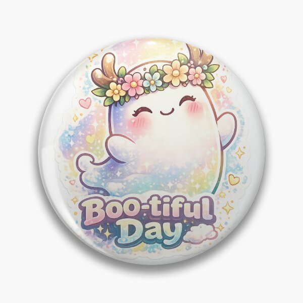 Item preview, Boo-tiful Day – Cute Ghost with Flower Crown Pastel Sticker ??? designed and sold by SparkVault.