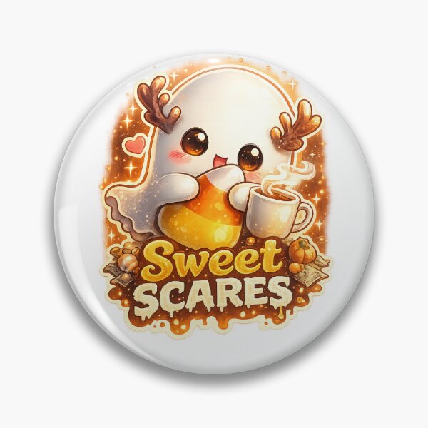 Item preview, Sweet Scares – Chibi Ghost & Candy Corn Halloween Sticker ?? designed and sold by SparkVault.
