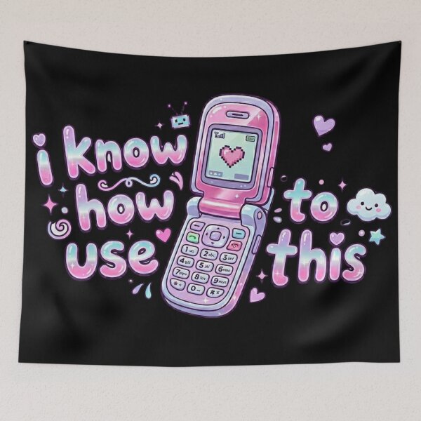 Item preview, Y2K Flip Phone Sticker “I Know How to Use This” | Retro 2000s Nostalgia Cute Tech Aesthetic designed and sold by Eart98.