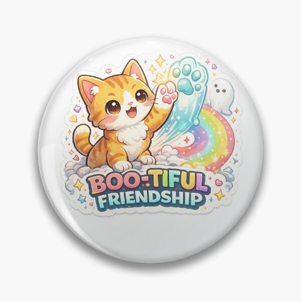 Item preview, Boo-tiful Friendship – Kawaii Cat & Ghost High-Five Sticker ??? designed and sold by SparkVault.