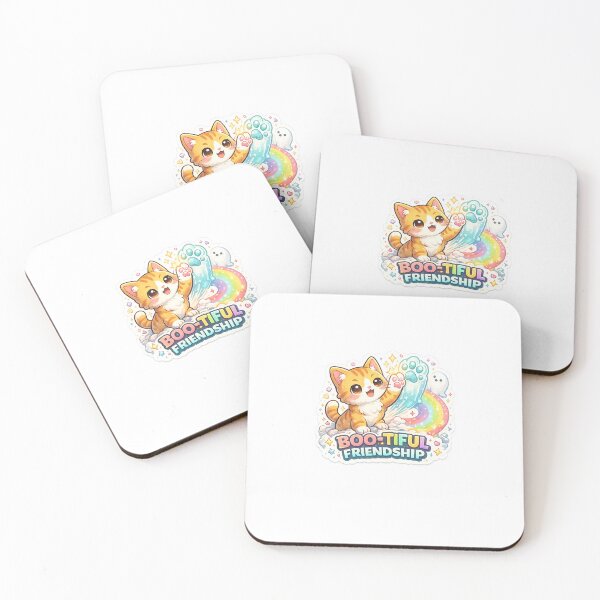 Item preview, Boo-tiful Friendship – Kawaii Cat & Ghost High-Five Sticker ??? designed and sold by SparkVault.
