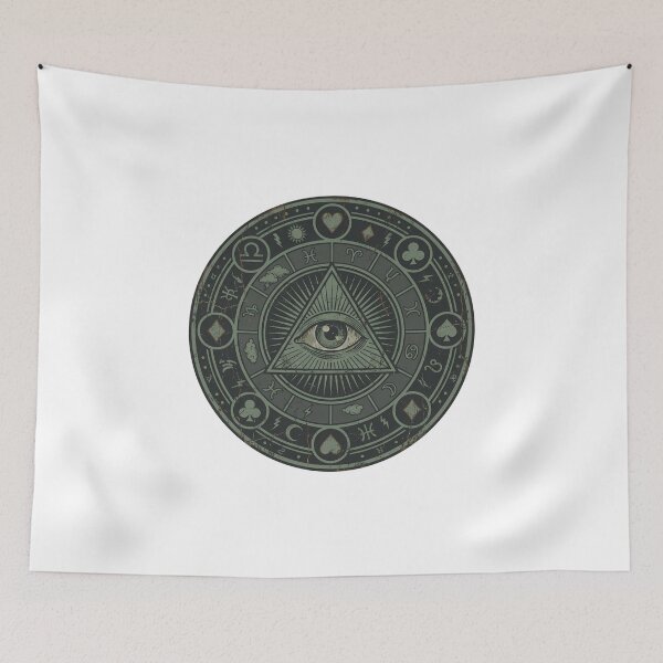 Item preview, Vintage Occult All Seeing Eye Mandala with Esoteric Symbols designed and sold by chattsuede.