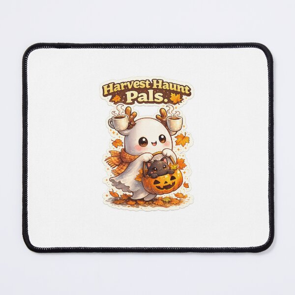 Item preview, Harvest Haunt Pals – Cute Ghost & Cat Pumpkin Basket Sticker ??? designed and sold by SparkVault.