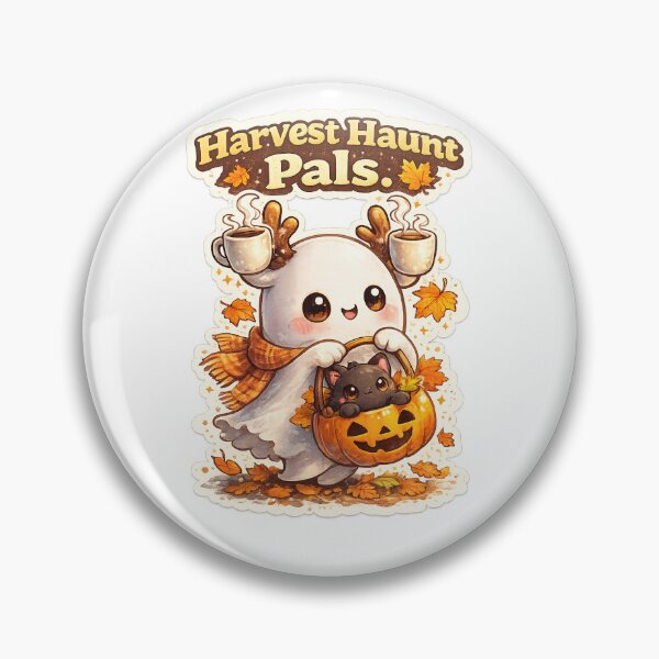 Item preview, Harvest Haunt Pals – Cute Ghost & Cat Pumpkin Basket Sticker ??? designed and sold by SparkVault.