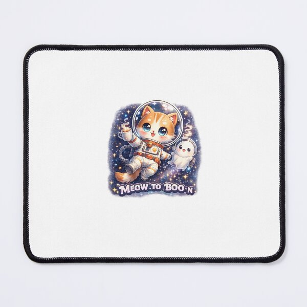 Item preview, Meow to the Boo-n – Chibi Cat Astronaut & Ghost Space Sticker ??? designed and sold by SparkVault.