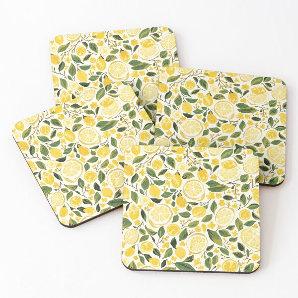 Item preview, Lemon Summer Yellow Ivory Green Leaves designed and sold by burbankdesigns.
