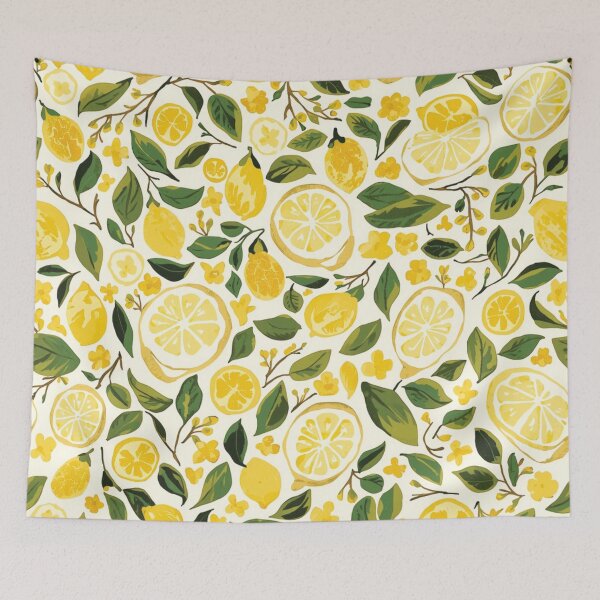 Item preview, Lemon Summer Yellow Ivory Green Leaves designed and sold by burbankdesigns.