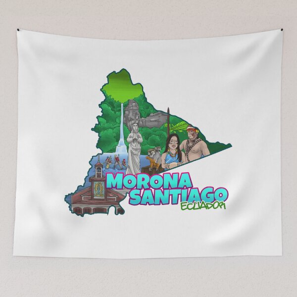 Item preview, Morona Santiago Ecuador Artistic Map - Macas & Shuar Culture designed and sold by ArtificeFactory.