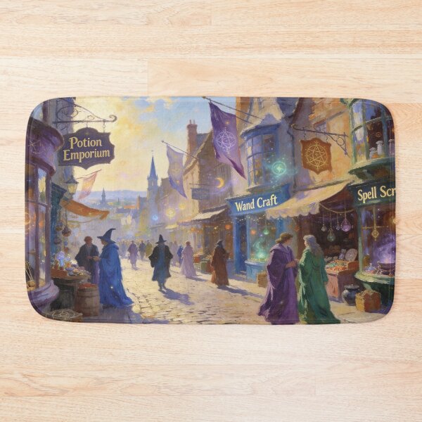 Artikelvorschau, Enchanted Wizard Alley Market, Magical Shops Impressionist Fantasy Wall Art entworfen und verkauft von BlareBlare.