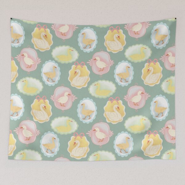 Item preview, Vintage Waterfowl Portraits Coquette Seamless Pattern designed and sold by Seamlessly Buffalo.