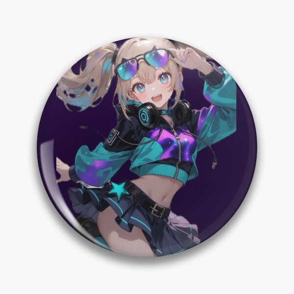 Item preview, Neon Star DJ Girl – Kawaii Cyber Idol Art designed and sold by RadaQueen.