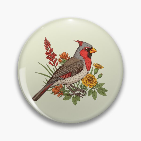 Item preview, Pyrrhuloxia Desert Cardinal Among Desert Wildflowers designed and sold by BirdsnStuff.