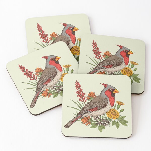 Item preview, Pyrrhuloxia Desert Cardinal Among Desert Wildflowers designed and sold by BirdsnStuff.