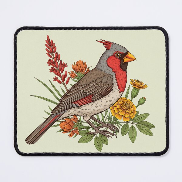 Item preview, Pyrrhuloxia Desert Cardinal Among Desert Wildflowers designed and sold by BirdsnStuff.
