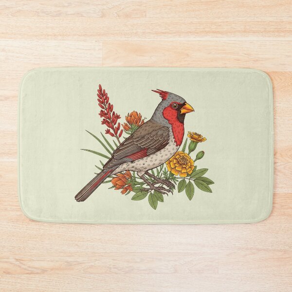 Item preview, Pyrrhuloxia Desert Cardinal Among Desert Wildflowers designed and sold by BirdsnStuff.