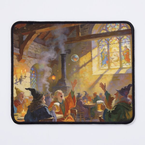 Item preview, Mystical Tavern Gathering with Singing Magicians, Dreamy Impressionism Art Print designed and sold by BlareBlare.