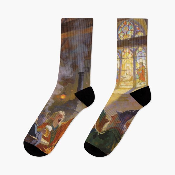 Item preview, Mystical Tavern Gathering with Singing Magicians, Dreamy Impressionism Art Print designed and sold by BlareBlare.