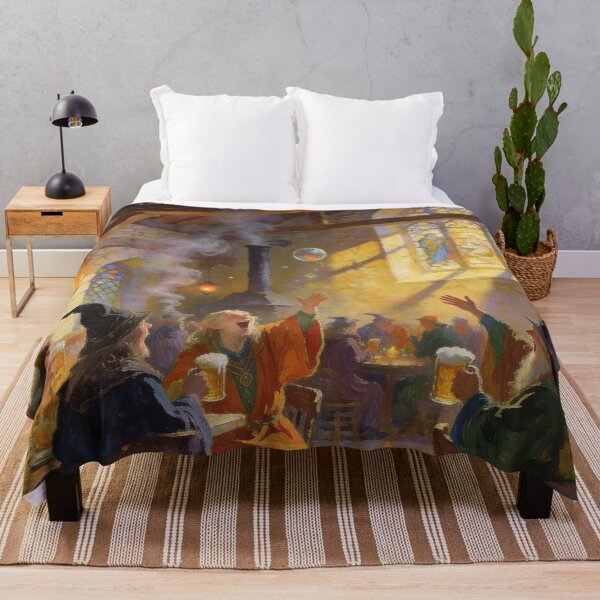 Item preview, Mystical Tavern Gathering with Singing Magicians, Dreamy Impressionism Art Print designed and sold by BlareBlare.