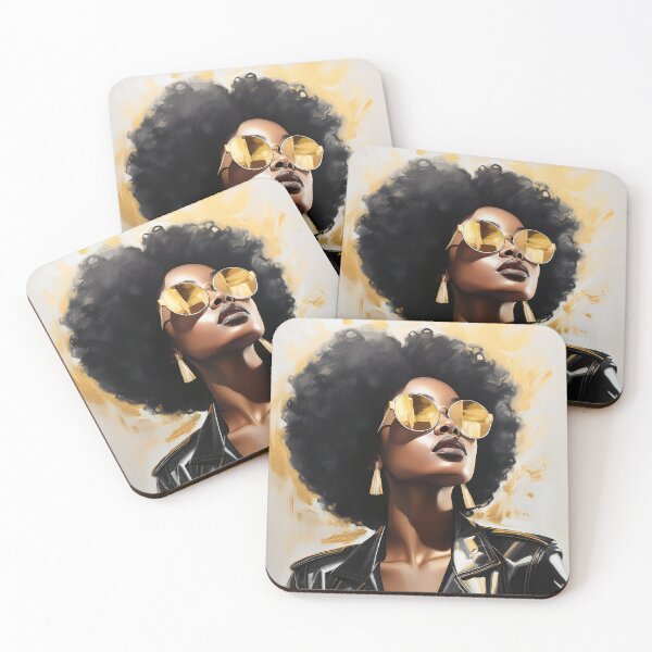 Item preview, Portrait painting popart rock woman in gold and black designed and sold by TYA - Take Your Art.