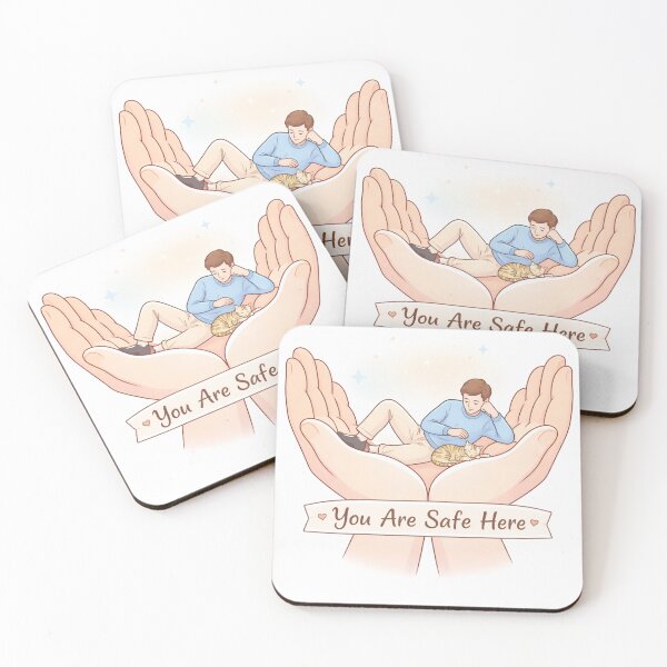 Item preview, You Are Safe Here - Peaceful Man and Cat Illustration designed and sold by MarZeDesigns .