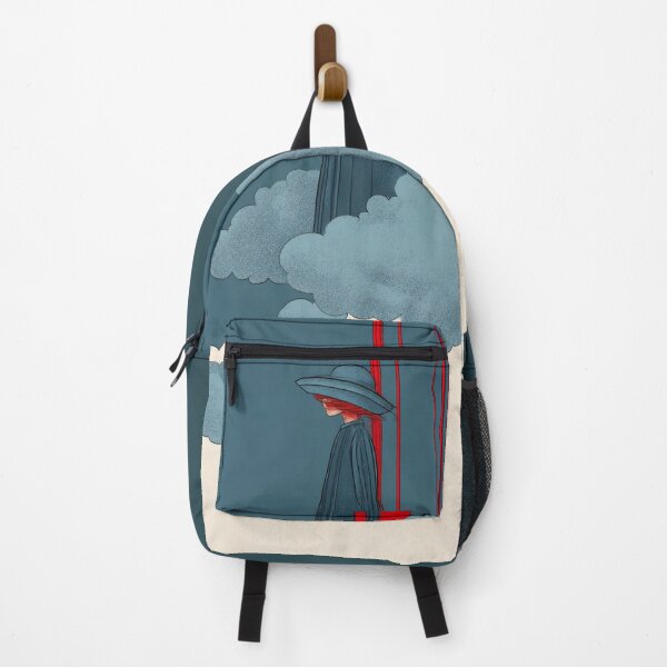 Item preview, Girl Above the Clouds – Art Deco Storm Clouds in Teal and Red designed and sold by BestVarieties.