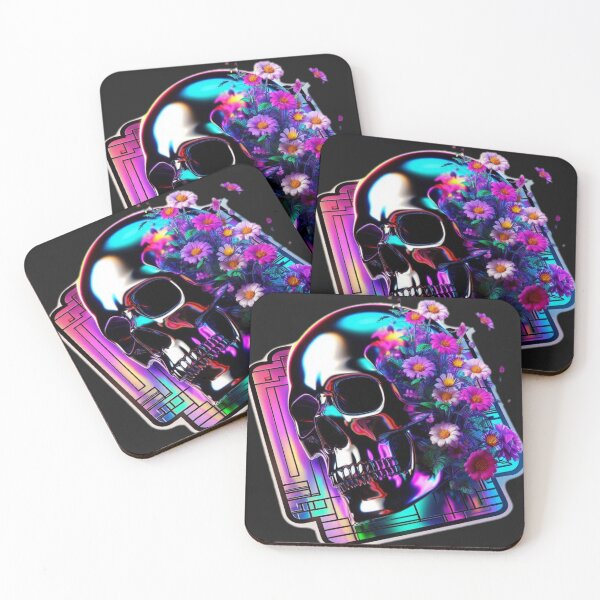 Item preview, Iridescent Chrome Skull Floral Aesthetic Sticker designed and sold by Sticker Art Shop.