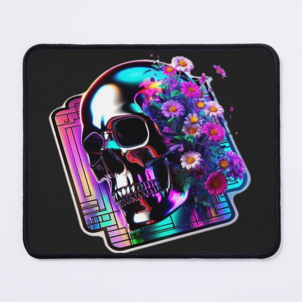 Item preview, Iridescent Chrome Skull Floral Aesthetic Sticker designed and sold by Sticker Art Shop.