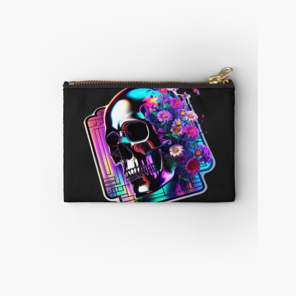 Item preview, Iridescent Chrome Skull Floral Aesthetic Sticker designed and sold by Sticker Art Shop.