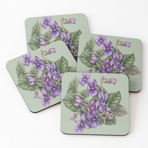 Item preview, African violets on green designed and sold by Faerieglen.