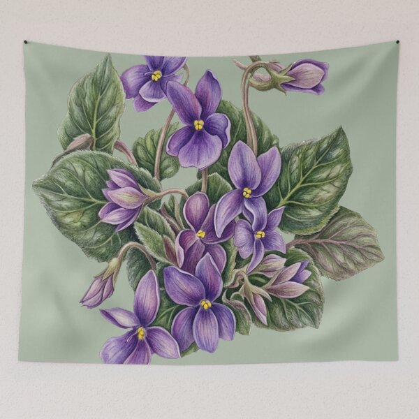 Item preview, African violets on green designed and sold by Faerieglen.