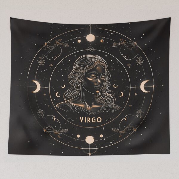 Item preview, Virgo Zodiac Wall Art  Gold Maiden Line Art  Elegant Celestial Astrology Poster designed and sold by digitalvibe4u.