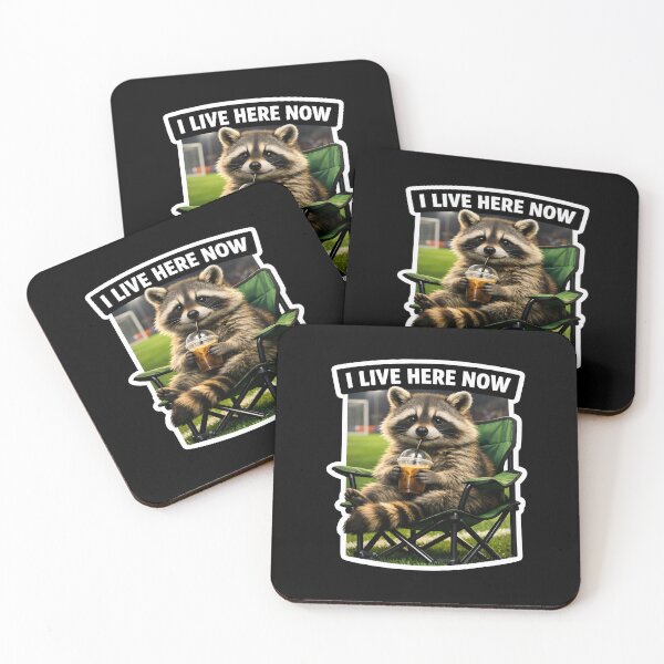 Item preview, I Live Here Now Raccoon Camping Outdoors designed and sold by SplashTastic.