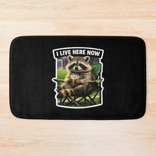 Item preview, I Live Here Now Raccoon Camping Outdoors designed and sold by SplashTastic.