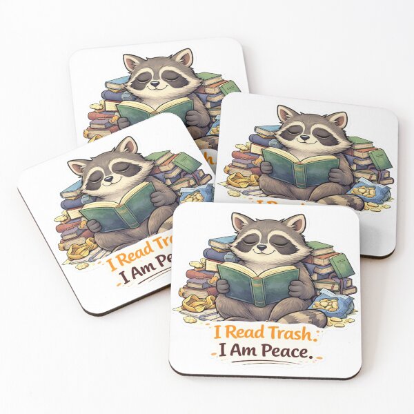 Item preview, I Read Trash. I Am Peace. — Raccoon Reader Sticker designed and sold by Gentlestate.