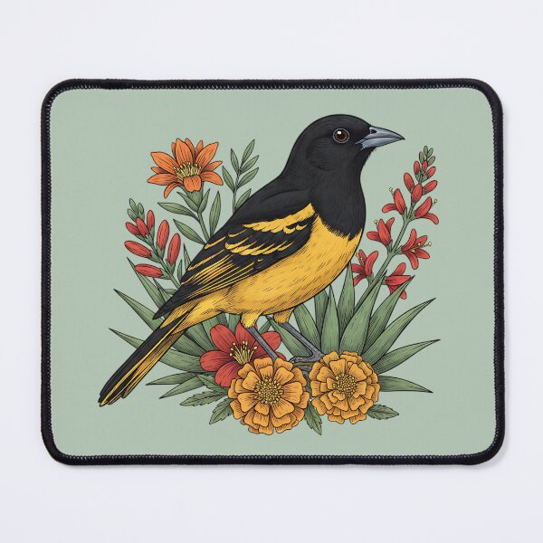 Item preview, Scott's Oriole Perched Among Bold Colored Desert Wildflowers designed and sold by BirdsnStuff.