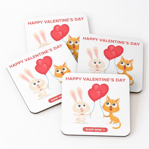Item preview, Cute Bunny and Cat Love Balloons – Valentine’s Day Adorable Animal Design designed and sold by ArtoryNest.