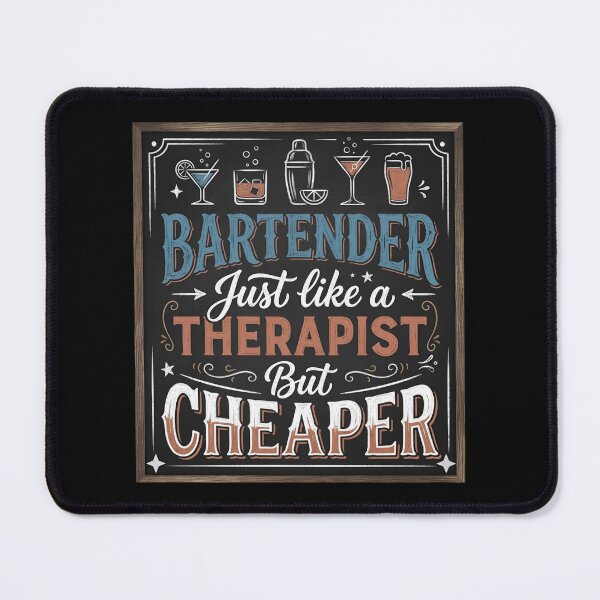 Item preview, Bartender Humor Design – “Just Like a Therapist But Cheaper” designed and sold by SidTastic .