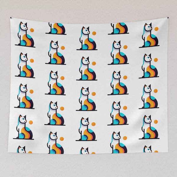 Item preview, Geometric Cat – Abstract Colorful Design designed and sold by Dogandesighn.