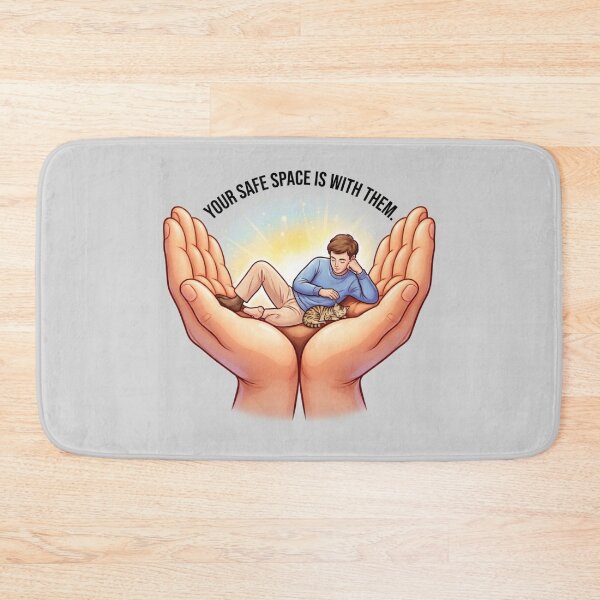 Item preview, Your Safe Space is With Them - Man and Cat Healing Art designed and sold by MarZeDesigns .