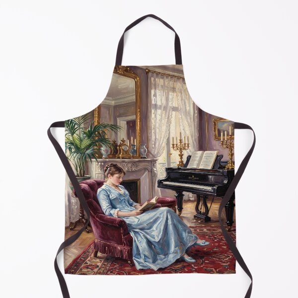 Item preview, Elegant Lady Reading in Blue - Post-Impressionist Art designed and sold by Art-Inspir-AI.