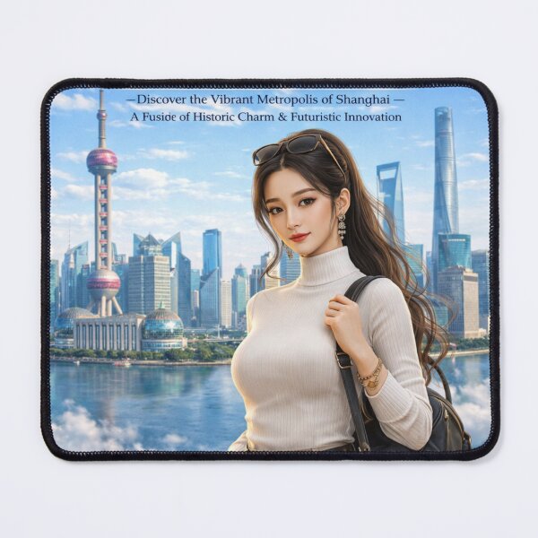 Item preview, Explore China – Shanghai Skyline Luxury Travel Poster | Modern Cityscape Aesthetic Illustration designed and sold by Inkora-Art.