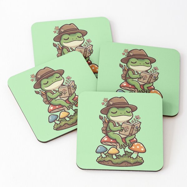 Item preview, Whimsical Frog Artist – Mushroom Sketching Scene designed and sold by Dogandesighn.